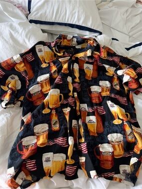 Vintage Croft & Barrow Beer USA Hawaiian Button Up Shirt